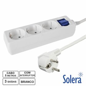 Extensão Elétrica 3X Schuko c/ Interruptor 5M Solera