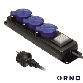 Extensão Elétrica 3X Schuko c/ Interruptor 3M IP44 Orno
