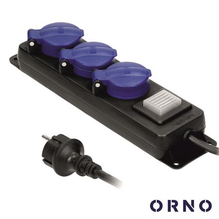 Extensão Elétrica 3X Schuko c/ Interruptor 3M IP44 Orno