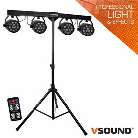 Suporte c/ 4 Projetores Par 4X12 LEDS RGBw Vsound