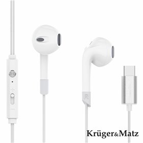 Auscultadores Stereo c/ Fios e Microfone Branco Kruger Matz