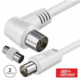 Cabo Coaxial Macho/Fêmea Branco 2M 90º Polybag