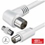 Cabo Coaxial Macho/Fêmea Branco 2M 90º Polybag