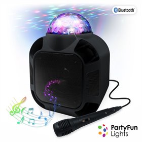 Coluna c/ Microfone 30W USB/BT/SD/AUX/FM LED Partyfun