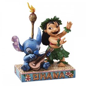 Figura Enesco Disney Lilo e Stitch com guitarra havaiana