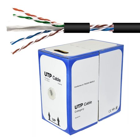 Cabo Utp Cat6 4Xawg23 Rígido P/ Exterior 305M Preto
