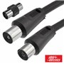Cabo Coaxial Macho/Fêmea + Adaptador Preto 2M