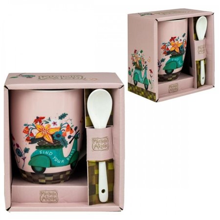Caneca de cerâmica Enesco com colher