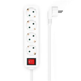 Aisens Base Múltipla 4 Tomadas com Interruptor com Cabo 3×1,5mm2 - 1,4m - Cor Branca