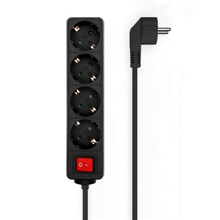 Aisens Base Múltipla 4 Tomadas com Interruptor com Cabo 3×1,5mm2 - 1,4m - Cor Preta