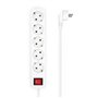 Aisens Base Múltipla 5 Tomadas com Interruptor com Cabo 3×1,5mm2 - 1,4m - Cor Branca