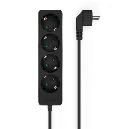 Faixa de Energia Múltipla Aisens com 4 Tomadas sem Interruptor com Cabo 3×1,5mm2 - 1,4m - Cor Preta