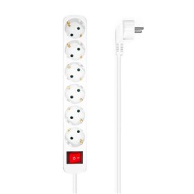 Faixa de energia múltipla de 6 saídas Aisens com interruptor com cabo 3×1,5mm2 - 1,4m - cor branca