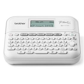 Fabricante de etiquetas eletrônicas Brother P-Touch D410 - Com conexão ao PC - Tela LCD - Largura máx. Fita 18mm - Cor Branca