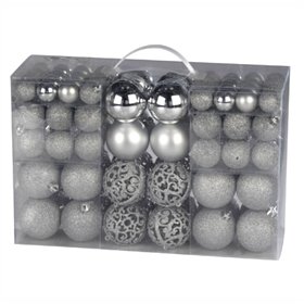 Conjunto De 100 Bolas De Natal Prateadas
