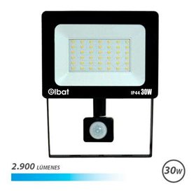 Foco LED Elbat com Sensor de Movimento - Potência: 30W - Lúmens: 2900 - Luz Fria 6.500K - Vida Útil: 30.000 - 50.000 Horas - Âng