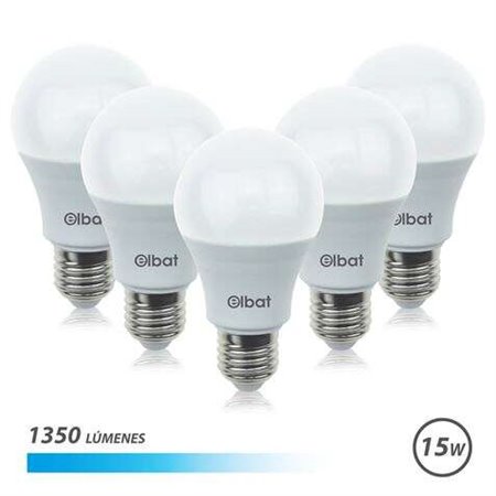 Elbat Pack de 5 Lâmpadas LED A60 15W E27 1350lm - 6500K Luz Fria