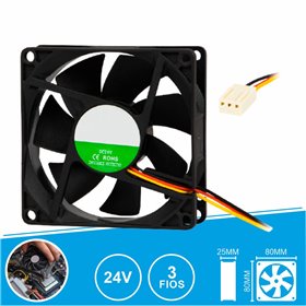 Ventoinha 24V 80X80X25Mm 3 Fios