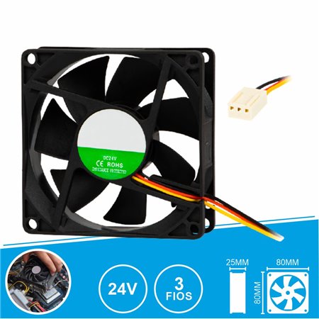 Ventoinha 24V 80X80X25Mm 3 Fios