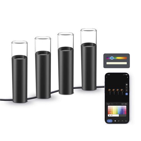 Ksix Pack 4 Smartled Outdoor RGBWIC Beacons - IP65 - Controle de APP - Fácil instalação