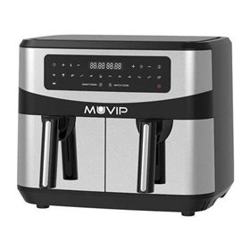 Fritadeira Dupla Ar Quente Muvip 9 Litros 2600W Touch Screen - 12 Programas de Culinária - Cor Cinza