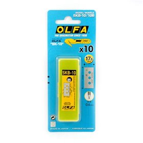 Olfa Pacote de 10 lâminas de reposição para cortadores Olfa SK-10 - Aço inoxidável