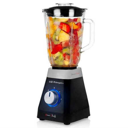 Liquidificador Orbegozo BV 6400 em aço inoxidável - Potente motor de 500 W - Jarro de vidro 1L - Lâminas de titânio - 2 velocida