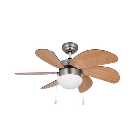 Ventilador de teto Orbegozo CP 15075 N - com ventilador de teto embutido - Design de níquel e madeira - 3 velocidades reversívei