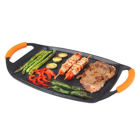 Grelhador de alumínio forjado Orbegozo GDB 4700 - Pedra antiaderente - Alças de borracha removíveis - Design ergonômico - Própri