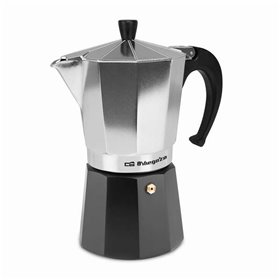 Máquina de café de alumínio Orbegozo KFM 930 Aromas como uma família - Capacidade para 9 xícaras - Utilizável em fogões a gás - 