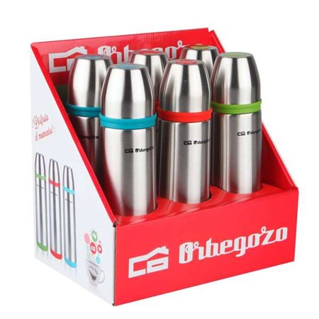 Conjunto térmico identificador de bebidas Orbegozo - Aço inoxidável resistente - Faixas coloridas - Sistema anti-derramamento - 