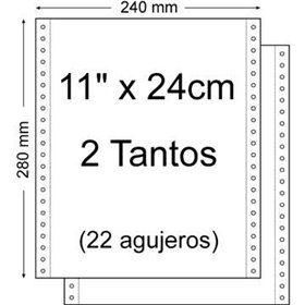 Papel Contínuo 11" x 240mm - Conjunto de 2 Lotes - Embalagem de 1.500 Unidades - Cor Branco