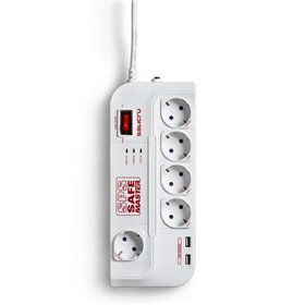 Salicru SPS SAFE Master Power Strip Protetores Elétricos Ativos de Última Geração - 5 Tomadas Schuko - Cor Branca