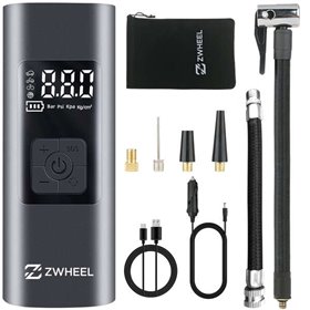 Compressor de ar portátil Zwheel 60W - Display LED - Pressão máx. 150psi - Refletor de iluminação LED - Bateria 6.000mAh