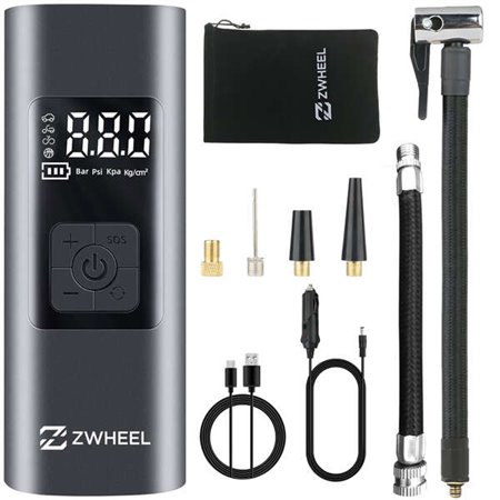 Compressor de ar portátil Zwheel 60W - Display LED - Pressão máx. 150psi - Refletor de iluminação LED - Bateria 6.000mAh