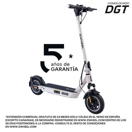 Scooter Elétrica Zwheel ZFox Max Artic Branco Motor 400W - Aprovado pela DGT - Velocidade até 25Km/h - Alcance até 50km - 3 Modo