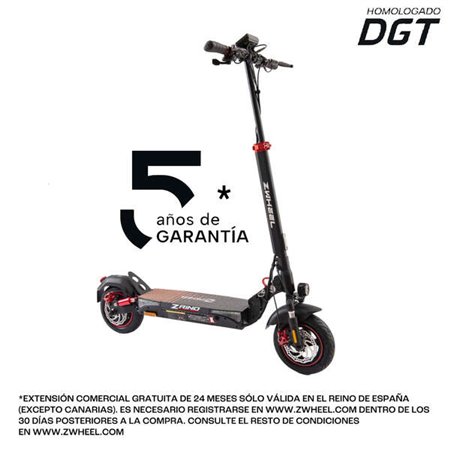 Scooter Elétrica Zwheel ZRino Motor 600W - Aprovado DGT - Suspensão dianteira e traseira - Velocidade até 25Km/h - Alcance até 5