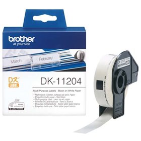 Brother DK11204 - Etiquetas multiuso originais pré-cortadas - 17x54 mm - 400 unidades - Texto preto sobre fundo branco