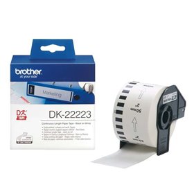 Brother DK22223 - Etiquetas originais de tamanho personalizado - Largura 50 mm x 30,48 metros - Texto preto sobre fundo branco