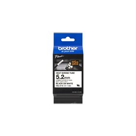 Fita termoencolhível original Brother HSE211E para etiquetas de cabos - Texto preto em fundo branco - Largura 5,2 mm x 1,5 metro