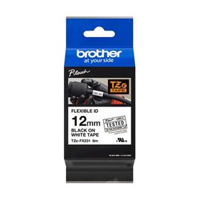 Etiquetas laminadas flexível original Brother TZeFX231 - Texto preto em fundo branco - Largura 12 mm x 8 metros