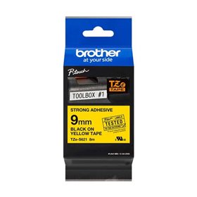 Etiquetas laminadas superadesiva original Brother TZeS621 - Texto preto em fundo amarelo - Largura 9 mm x 8 metros