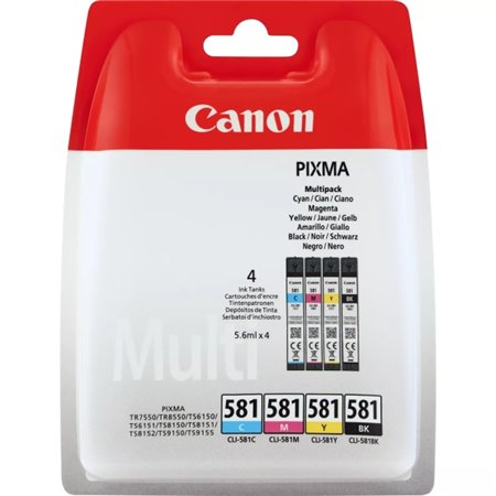 Tinteiros originais Canon CLI581, Pack de 4 unidades - 2103C004/2103C007