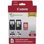 Canon PG560XL Preto + CL561XL Colorido Pack de 2 Tinteiros Originais - 50 Folhas de Papel Fotográfico - 3712C008/3712C004