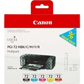 Tinteiros originais Canon PGI72, Pack de 5 unidades - Preto fosco, Ciano, Magenta, Amarelo, Vermelho - 6402B009