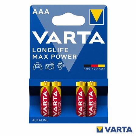 Pilha Alcalina LR03/AAA 1.5V 4x Longlife Max Power VARTA