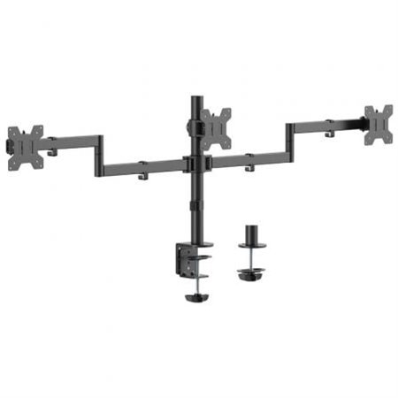Suporte de mesa para 3 monitores Aisens DT27TSR-281/Giratório/Inclinável/Até 10 kg
