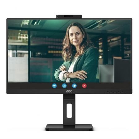 Monitor profissional AOC 24P3CW de 23,8"/ Full HD/ Webcam/ Multimídia/ Altura ajustável/ Preto