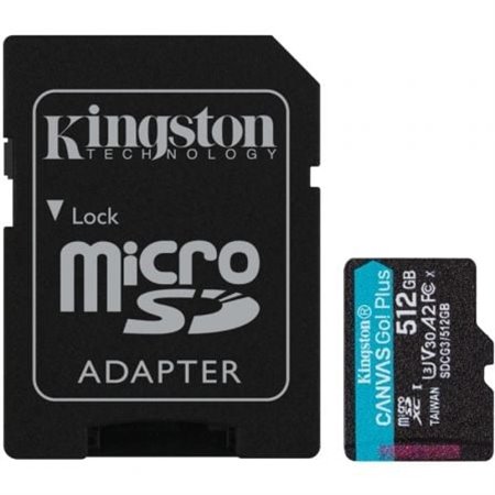 Cartão de memória Kingston CANVAS Go! Plus microSD XC de 512 GB com adaptador/ Classe 10/ 170 MB/ 512 GB