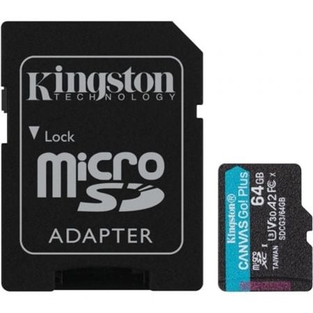 Cartão de memória Kingston CANVAS Go! Plus microSD XC de 64 GB com adaptador/Classe 10/170 MB